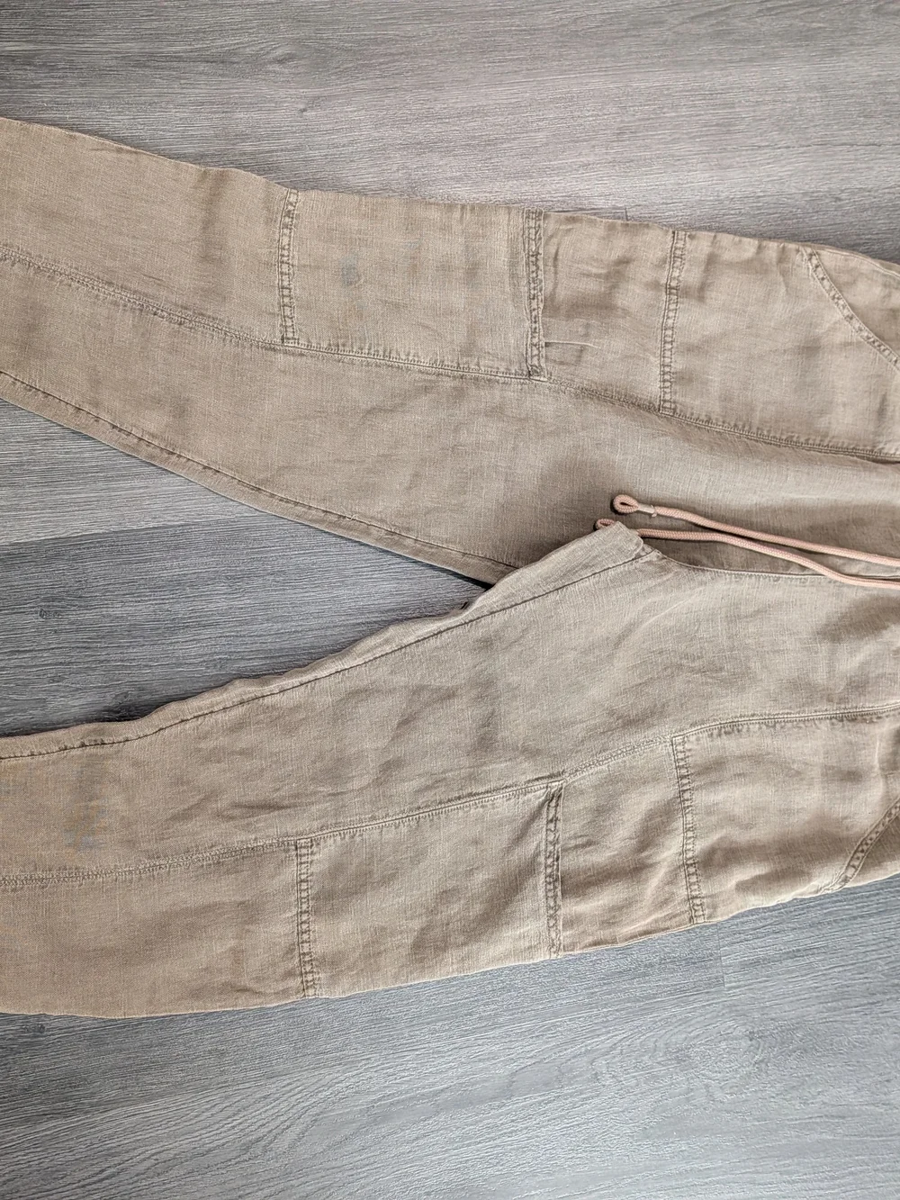 C&C California Linen Pants Draw String Elastic Waist Size XL Green Khaki Beach - Picture 3 of 8